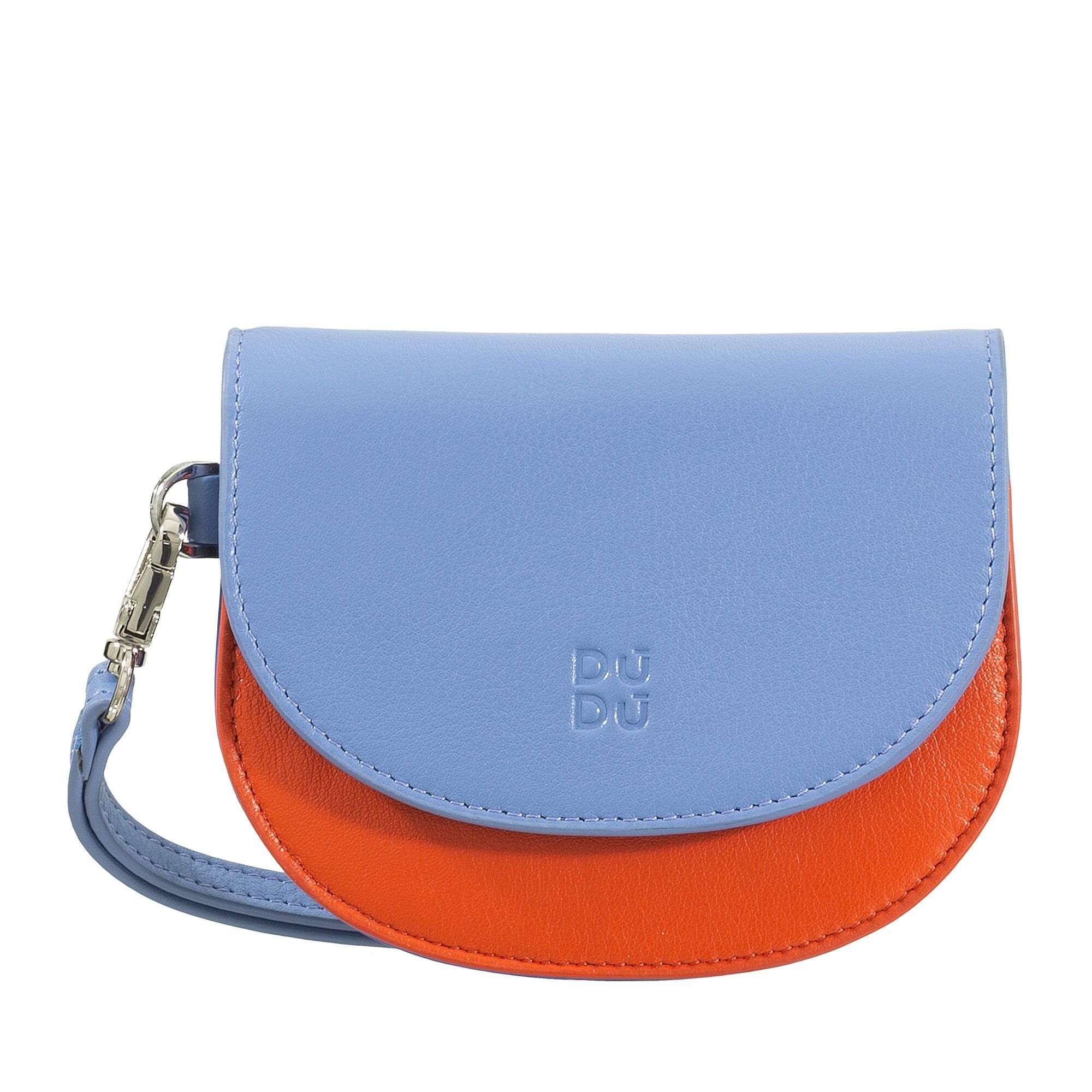 DUDU Portafoglio da polso in pelle da donna piccolo blu pastello