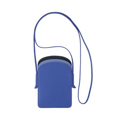 DUDU Pochette collier en cuir pour téléphone portable bleu bleuet