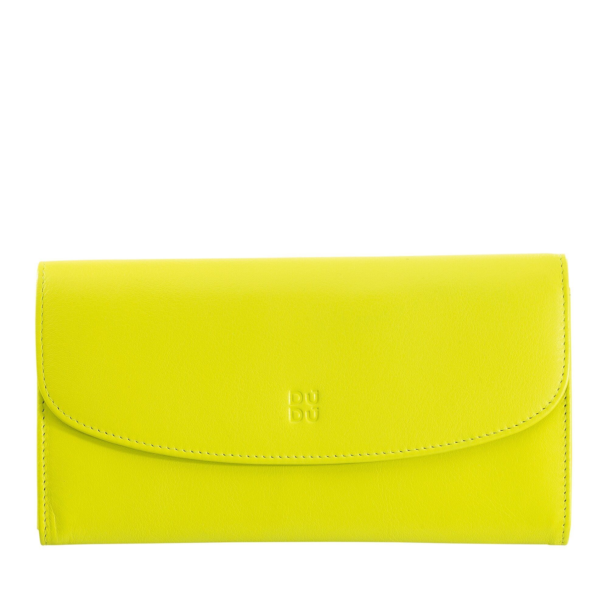 DUDU Women's leather wallet continental purse lime