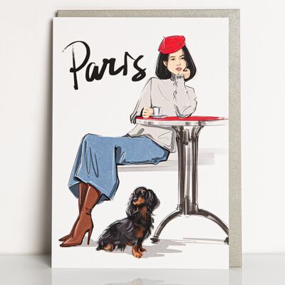 cartolina d'auguri della ragazza asiatica di Parigi