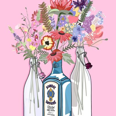 Imprimé gin et fleurs sauvages