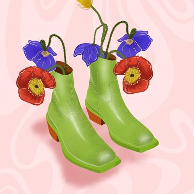 Impresión de botas de flores silvestres