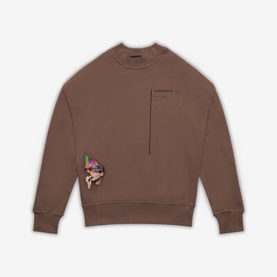 Rundhals-Sweatshirt - Brauner Pullover