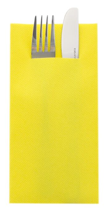 Serviette de table jetable jaune en Linclass® Airlaid 40 x 40 cm, 12 pièces 1