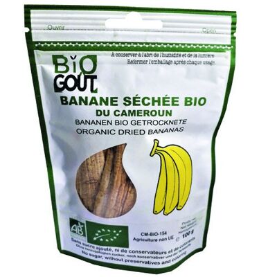 Plátano seco ecológico, sin azúcares añadidos, sin conservantes - 100g