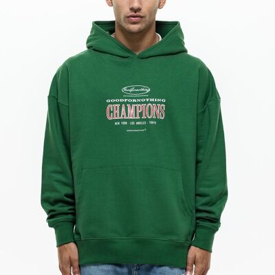 Sostenible Champions sudadera con capucha verde ovalada