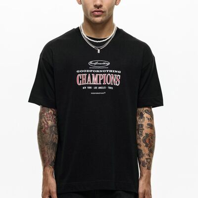 Übergroßes, ovales schwarzes T-Shirt von Champions