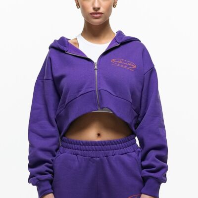 Oval Purple Cropped Zip Hoodie