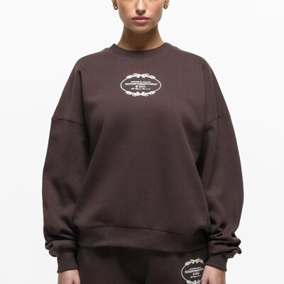 Oversized Crest Brown Sweatshirt