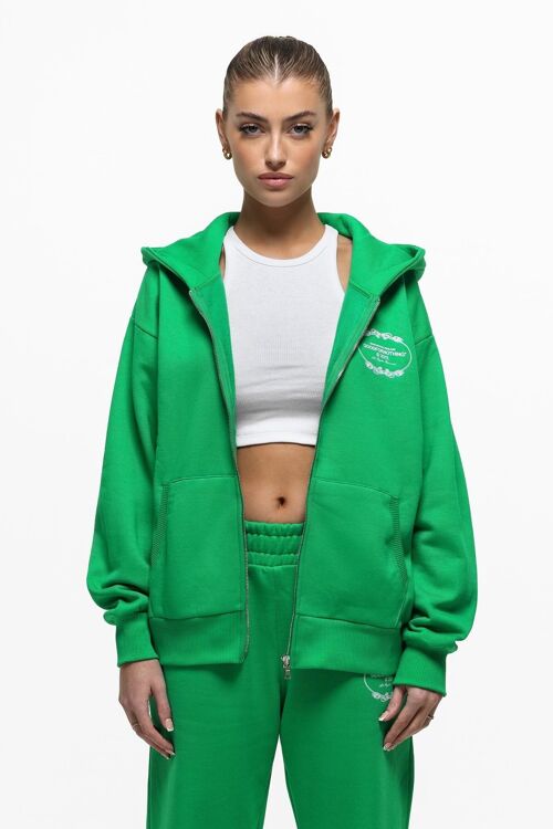 Crest Green Oversized Zip Hoodie