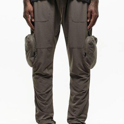 Pantaloni cargo color kaki in nylon Tech