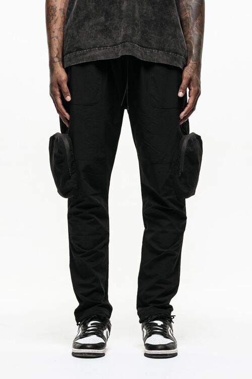 Nylon Tech Black Cargo Pants