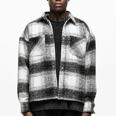 Wool Blend Ash Check Overshirt