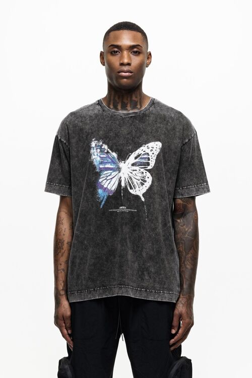 Fragment Butterfly Acid Wash black T-shirt