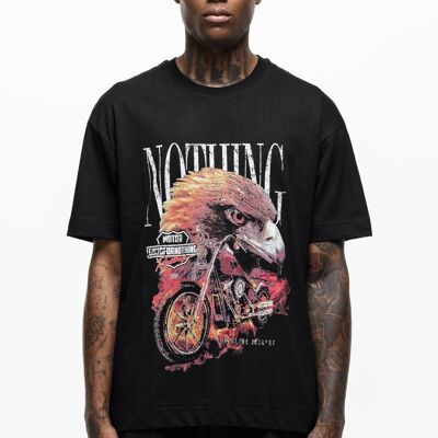 T-shirt nera con falco vintage