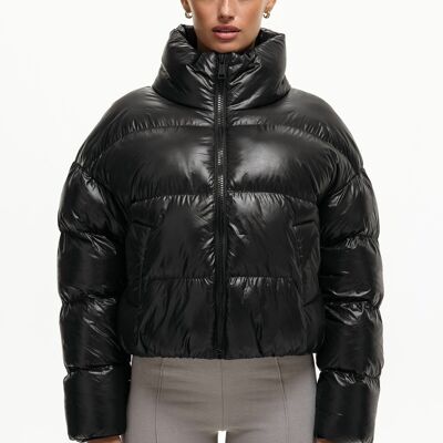 Oversized Gloss Black Puffer Jacket