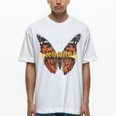 Dämmerungs-orange Schmetterlings-Elfenbein-T - Shirt