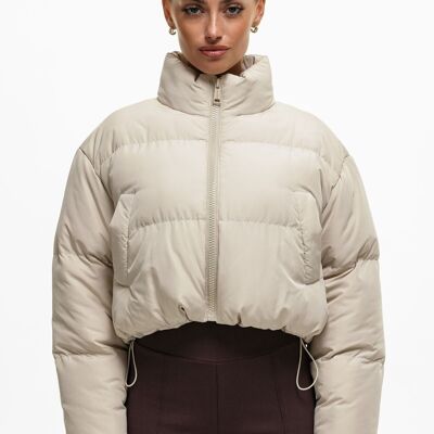 Cropped Stone Puffer Jacket