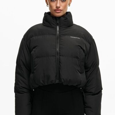 Cropped Matte Black Puffer Jacket