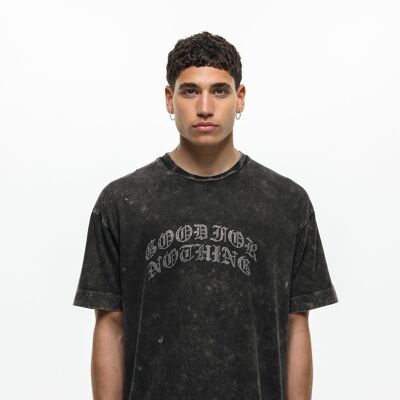 Oversized Rhinestone Acid Wash T-shirt