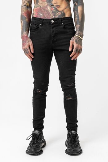 Denim noir déchiré skinny 1