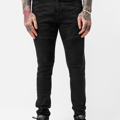 Enger schwarzer Biker-Denim