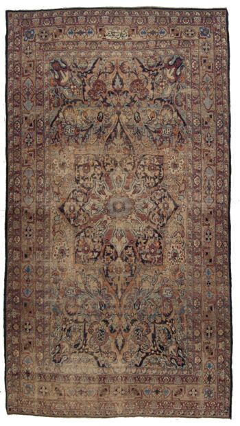 Très ancien tapis kirman lavar ravar-CM 377x205 1