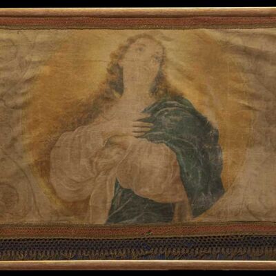 Antique quadro pittore bergamasco (italy) oglio su tela 77x60 cm anni 800