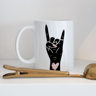 You Rock Mug, Rock Hand Mug, Rock n Roll Gift, Illustrated Coaster, Gift For Friend, Motivational Gift, For Best Friend, Birthday Gift