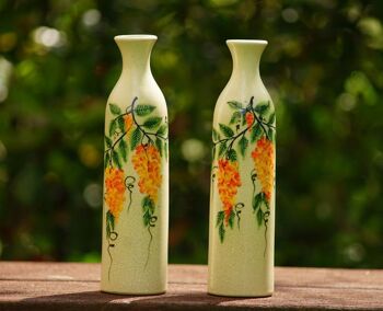Vase bouteille fleurs fil orange
