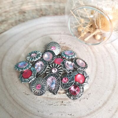 Set of 6 Pink Metal snaps