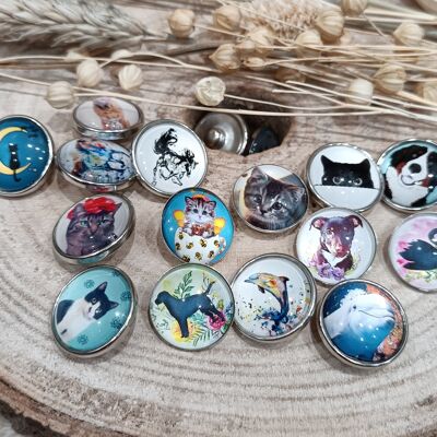 Set of 6 Cabochon snaps from the Animals collection
