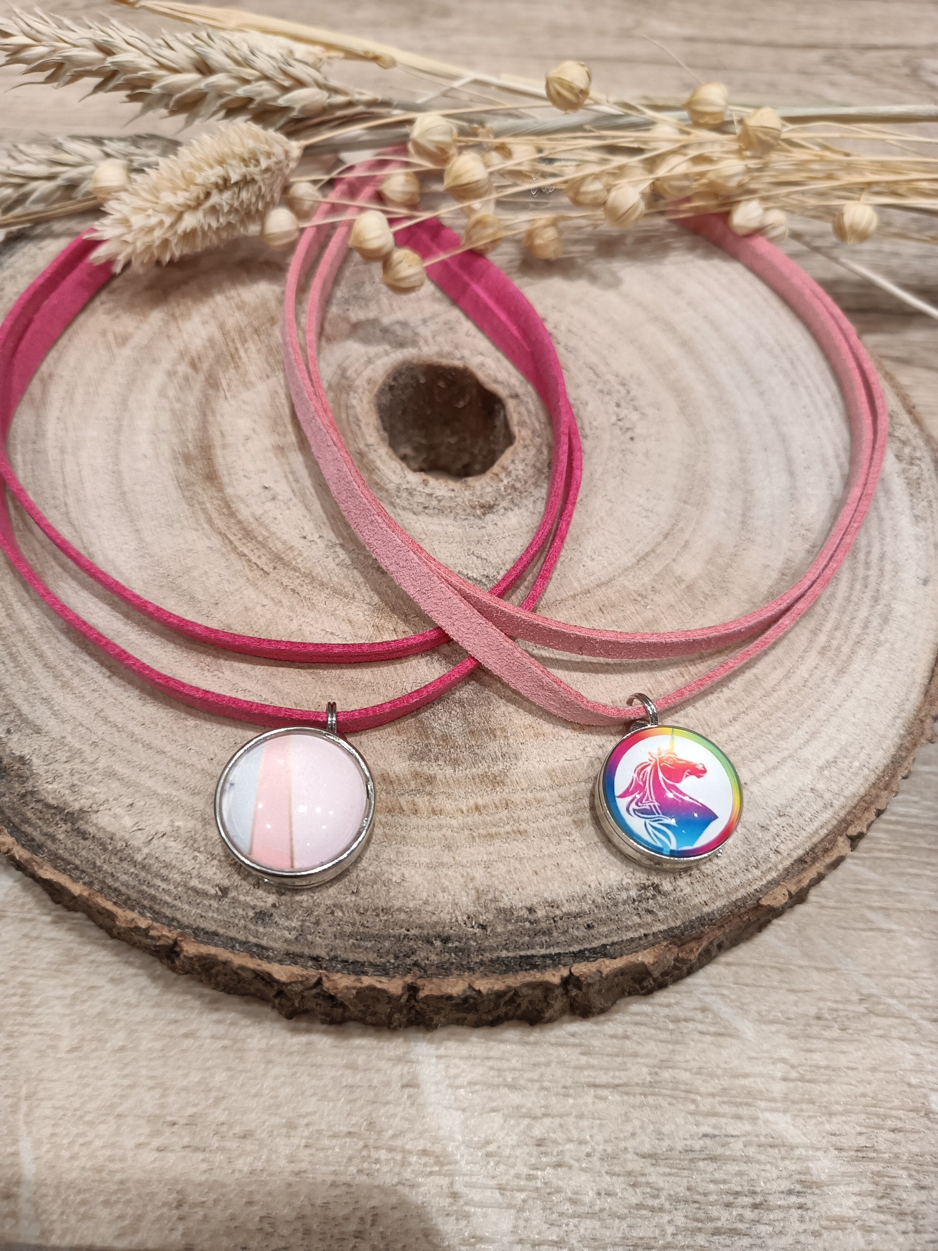 Girocollo in camoscio Rosa, Fucsia, Viola