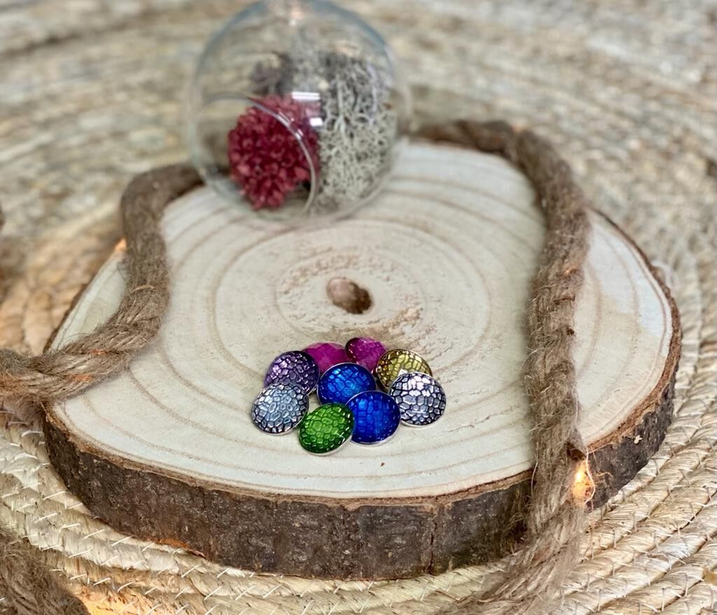 Lot von 6 Druckknöpfen aus Harz Kollektion Croco