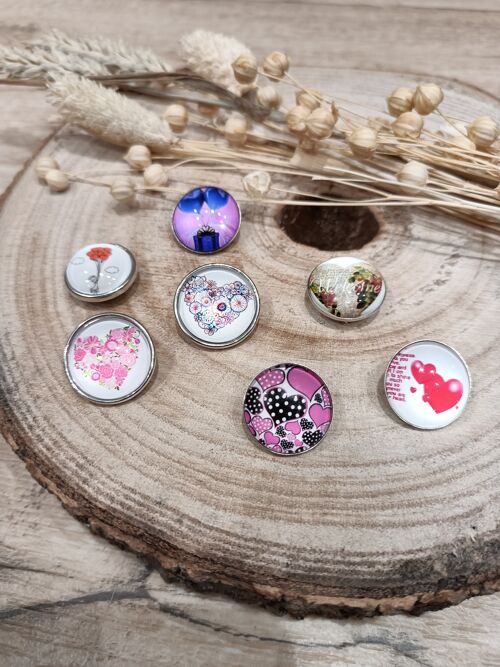 Lot de 6 pressions Cabochons collection love