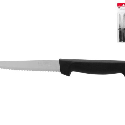 Confezione 3 coltelli bistecca Color Knife con lama in acciaio inox e manico nero cm 11   
