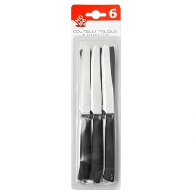 Confezione 6 coltelli tavola Color Knife con lama a punta seghettata in acciaio inox e manico colorato