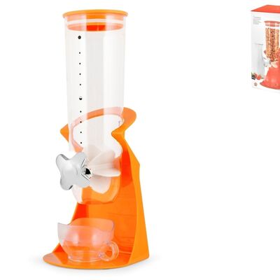 Dispenser cereali Twister in polistirene trasparente e arancio con piedini antiscivolo cm 15x16x41 h