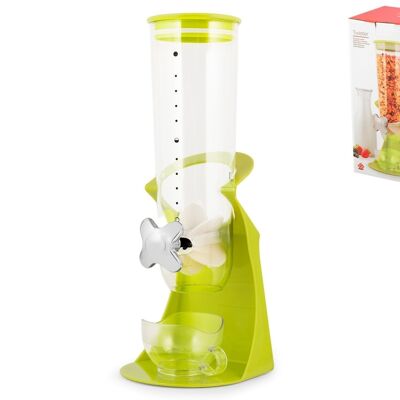 Dispenser cereali Twister in polistirene trasparente e verde con piedini antiscivolo cm 15x16x41 h