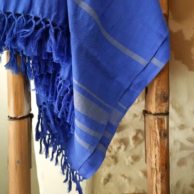 FOUTA IN COTONE ORGANICO INTRECCIATO - collezione GARDEN - colore BLUEBERRY