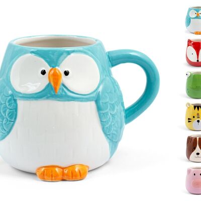 Mug decoro animali in ceramica forme e colori assortiti cc 350