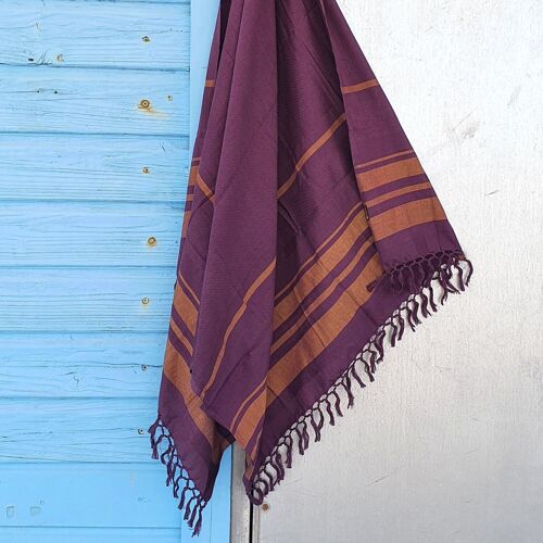 FOUTA TISSÉE EN COTON BIOLOGIQUE - GARDEN - couleur  VIOLET