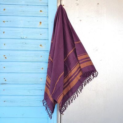 WOVEN FOUTA IN ORGANIC COTTON - GARDEN - PURPLE color