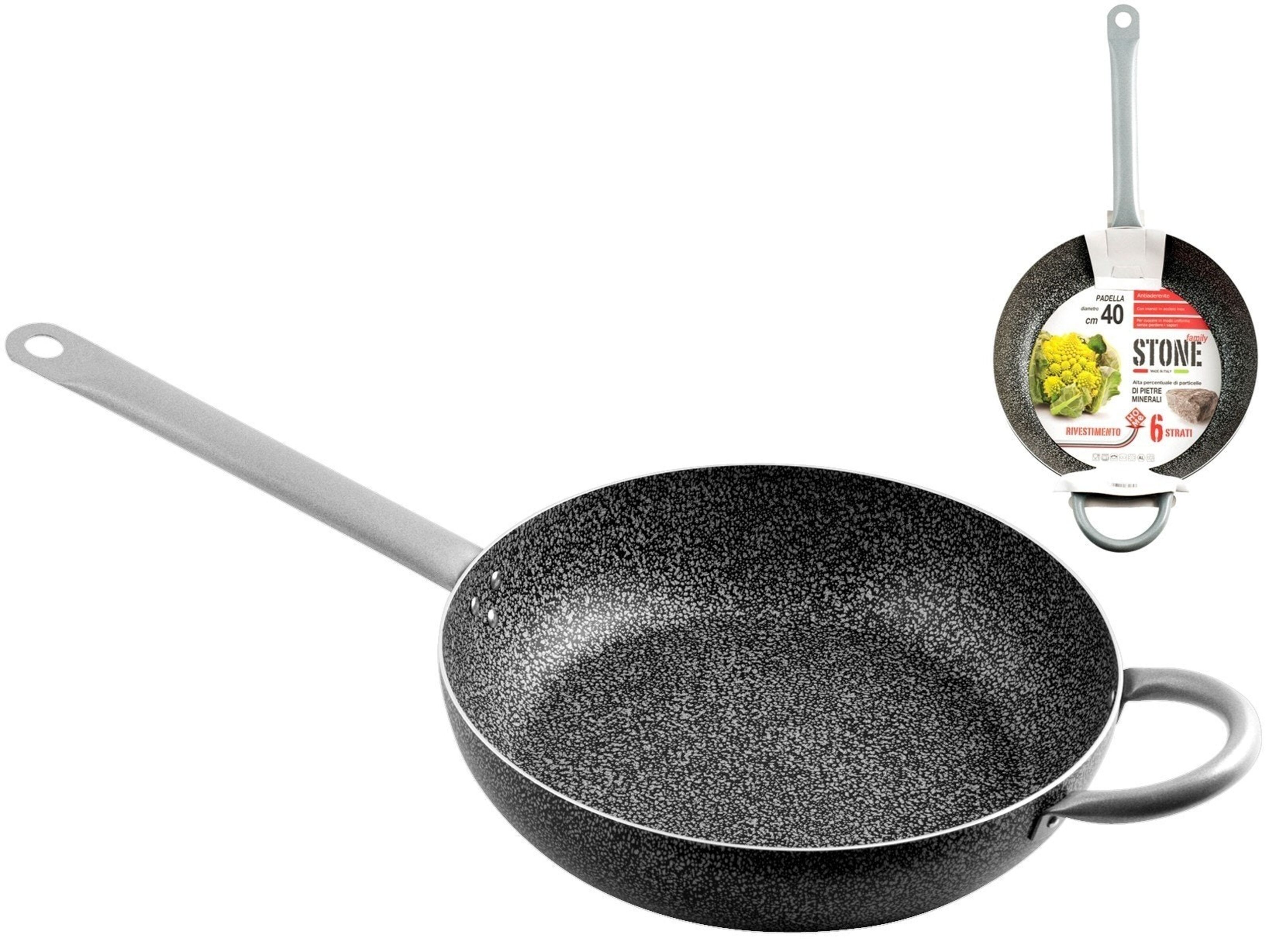 Buy wholesale Family Stone frying pan in aluminum with 6-layer PFOA free  non-stick coating with 2 stainless steel handles 40 cm