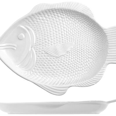 Piatto pesce Delizie in ceramica bianca cm 42x31x5 h  