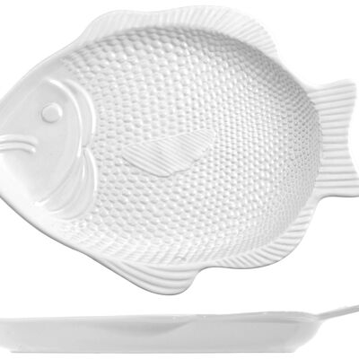 Piatto pesce Delizie in ceramica bianca cm 42x31x5 h  