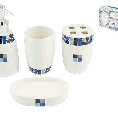 Set bagno 4 pezzi in ceramica decoro Lilly