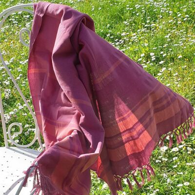 FOUTA INTRECCIATA IN COTONE ORGANICO - GIARDINO - colore FUCSIA