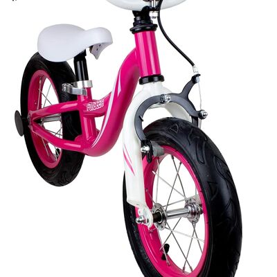 Funbee - draisienne cross avec frein - siège et guidon ajustable - pneus en caoutchouc - rose/blanc