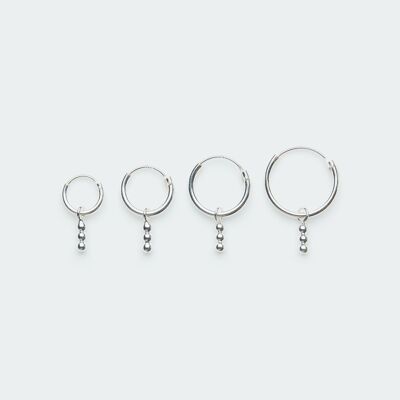 Triple Dot pendant hoop earring silver